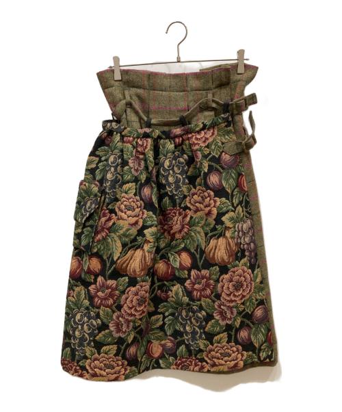 ASEEDONCLOUD（アシードンクラウド）ASEEDONCLOUD (アシードンクラウド) apron work skirt ブラウン×ブラック サイズ:FREEの古着・服飾アイテム