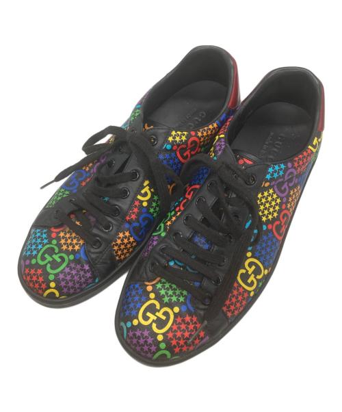 GUCCI（グッチ）GUCCI (グッチ) サイケデリックスニーカー ブラック サイズ:SIZE 8 1/2の古着・服飾アイテム