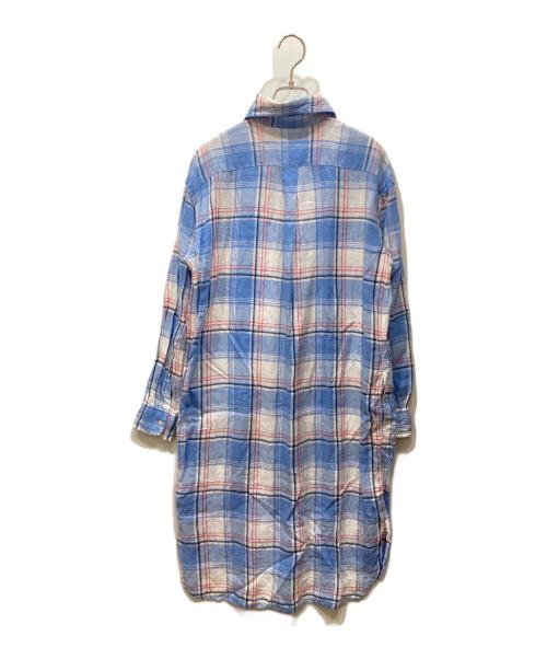 POLO RALPH LAUREN（ポロ・ラルフローレン）POLO RALPH LAUREN (ポロ・ラルフローレン) Plaid Linen Shirtdress ブルー サイズ:SIZE 0の古着・服飾アイテム
