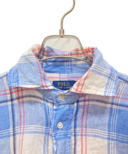 POLO RALPH LAUREN（ポロ・ラルフローレン）POLO RALPH LAUREN (ポロ・ラルフローレン) Plaid Linen Shirtdress ブルー サイズ:SIZE 0の古着・服飾アイテム