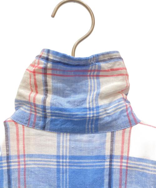 POLO RALPH LAUREN（ポロ・ラルフローレン）POLO RALPH LAUREN (ポロ・ラルフローレン) Plaid Linen Shirtdress ブルー サイズ:SIZE 0の古着・服飾アイテム