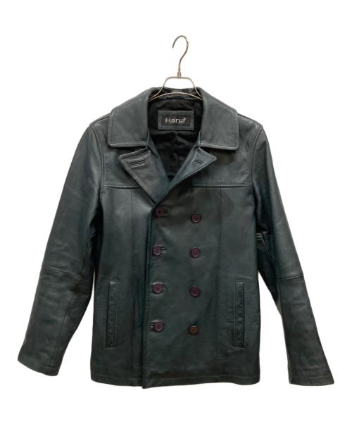 Haruf（ハルフ）Haruf (ハルフ) レザーダブルジャケット ブルー サイズ:Ⅿの古着・服飾アイテム