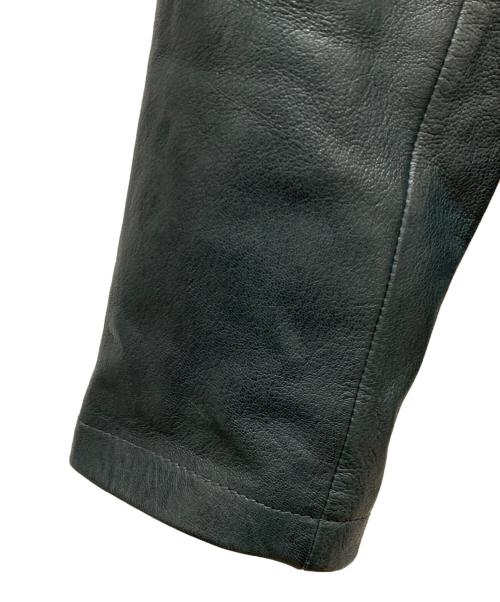Haruf（ハルフ）Haruf (ハルフ) レザーダブルジャケット ブルー サイズ:Ⅿの古着・服飾アイテム