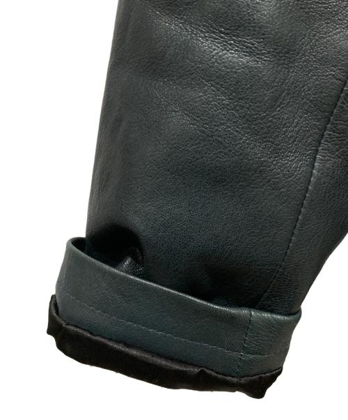 Haruf（ハルフ）Haruf (ハルフ) レザーダブルジャケット ブルー サイズ:Ⅿの古着・服飾アイテム