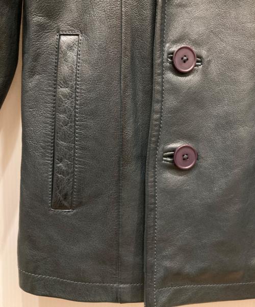 Haruf（ハルフ）Haruf (ハルフ) レザーダブルジャケット ブルー サイズ:Ⅿの古着・服飾アイテム