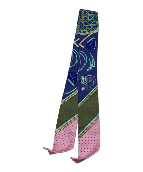 HERMES（エルメス）HERMES (エルメス) シルクスカーフ　ツイリー ブルー×ピンクの古着・服飾アイテム