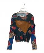 todo kotohayokozawaトゥードゥー コトハヨコザワ）の古着「切替プリーツカットソー」｜ブラック×ブラウン