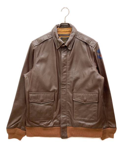 HOUSTON（ヒューストン）HOUSTON (ヒューストン) ホースハイドA-2レザージャケット ブラウン サイズ:SIZE 42Rの古着・服飾アイテム