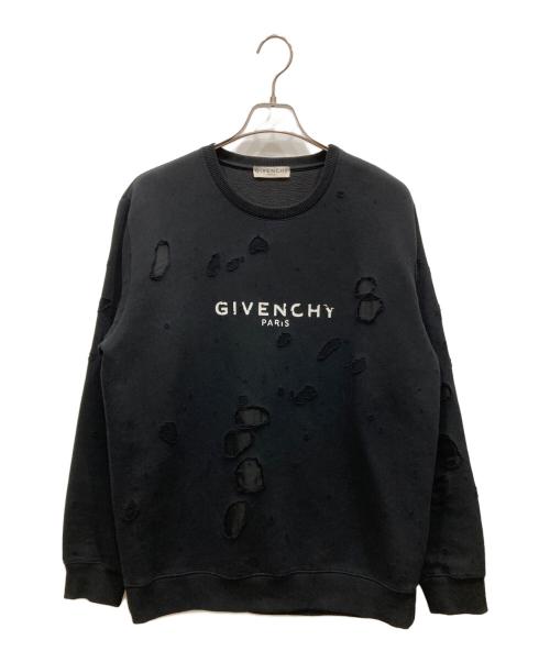 GIVENCHY（ジバンシィ）GIVENCHY (ジバンシィ) Destroyed Crewneck Sweatshirts ブラック サイズ:SIZE Mの古着・服飾アイテム
