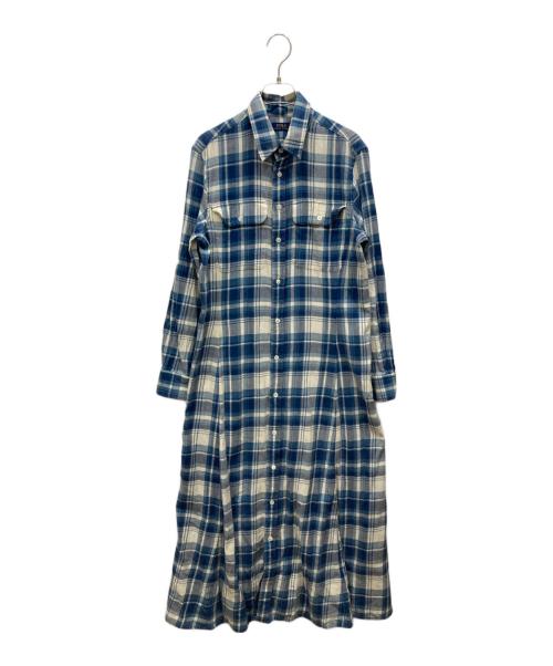POLO RALPH LAUREN（ポロ・ラルフローレン）POLO RALPH LAUREN (ポロ・ラルフローレン) plaid cotton shirtdress ブルー×ホワイト サイズ:SIZE 8の古着・服飾アイテム