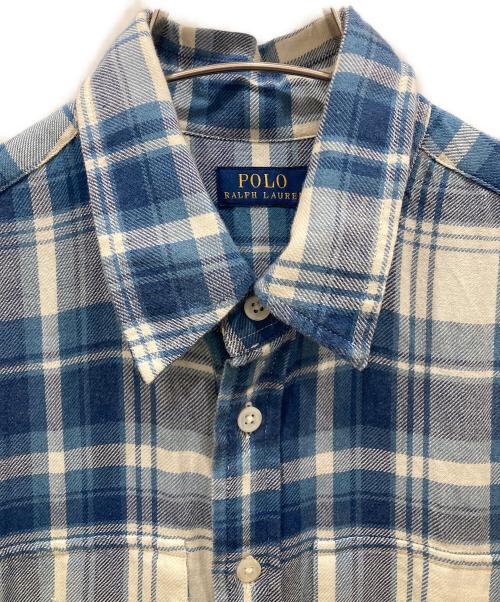 POLO RALPH LAUREN（ポロ・ラルフローレン）POLO RALPH LAUREN (ポロ・ラルフローレン) plaid cotton shirtdress ブルー×ホワイト サイズ:SIZE 8の古着・服飾アイテム