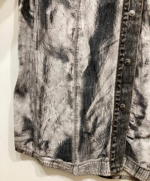 DIESEL（ディーゼル）DIESEL (ディーゼル) トロンプルイユ デニム転写プリントシャツ グレー サイズ:38の古着・服飾アイテム