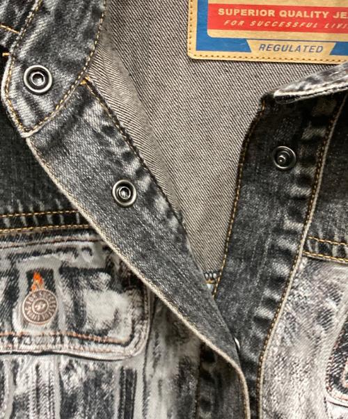 DIESEL（ディーゼル）DIESEL (ディーゼル) トロンプルイユ デニム転写プリントシャツ グレー サイズ:38の古着・服飾アイテム