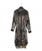 DIESELディーゼル）の古着「ブラックデニムプリントシャツワンピース」｜グレー