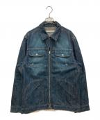 NUMBER (N)INEナンバーナイン）の古着「ダメージ加工ジップデニムジャケット」｜インディゴ