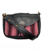 LUCK JOHNラッキージョン）の古着「ラグシュリンクレザーバッグ」｜ブラック×ピンク