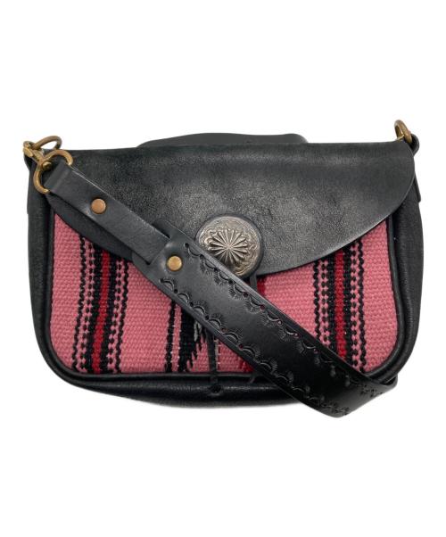 LUCK JOHN（ラッキージョン）LUCK JOHN (ラッキージョン) ラグシュリンクレザーバッグ ブラック×ピンクの古着・服飾アイテム