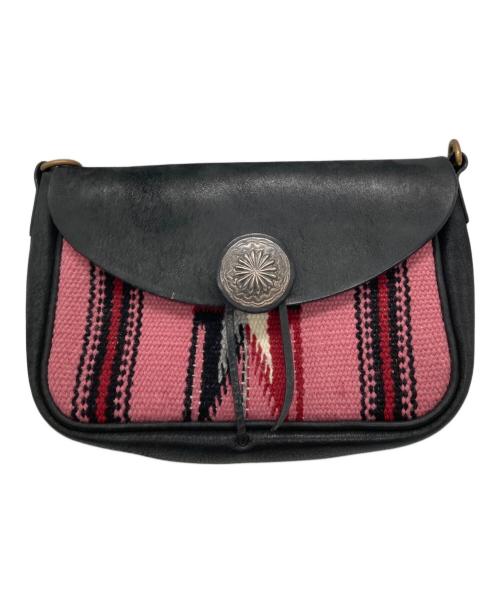 LUCK JOHN（ラッキージョン）LUCK JOHN (ラッキージョン) ラグシュリンクレザーバッグ ブラック×ピンクの古着・服飾アイテム