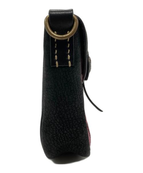 LUCK JOHN（ラッキージョン）LUCK JOHN (ラッキージョン) ラグシュリンクレザーバッグ ブラック×ピンクの古着・服飾アイテム