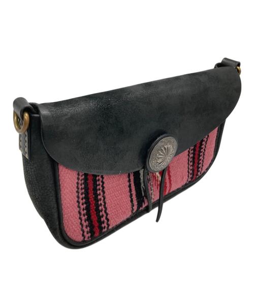 LUCK JOHN（ラッキージョン）LUCK JOHN (ラッキージョン) ラグシュリンクレザーバッグ ブラック×ピンクの古着・服飾アイテム