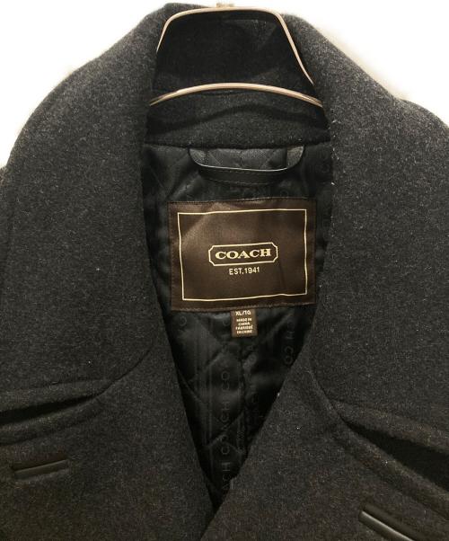 COACH（コーチ）COACH (コーチ) ウール混Pコート ブラック サイズ:SIZE XLの古着・服飾アイテム