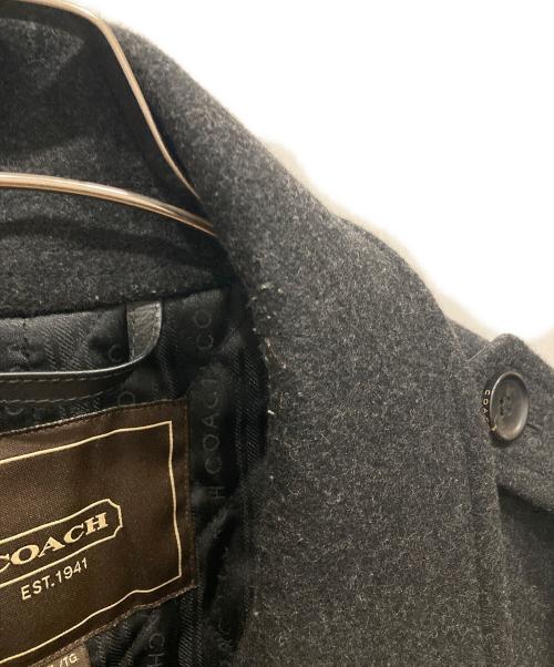 COACH（コーチ）COACH (コーチ) ウール混Pコート ブラック サイズ:SIZE XLの古着・服飾アイテム