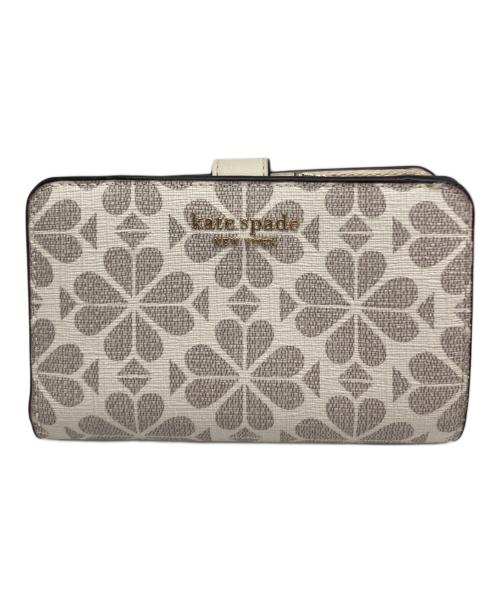 Kate Spade（ケイトスペード）Kate Spade (ケイトスペード) フラワー コーテッド キャンバス コンパクト ウォレット ベージュの古着・服飾アイテム