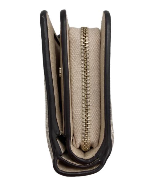 Kate Spade（ケイトスペード）Kate Spade (ケイトスペード) フラワー コーテッド キャンバス コンパクト ウォレット ベージュの古着・服飾アイテム