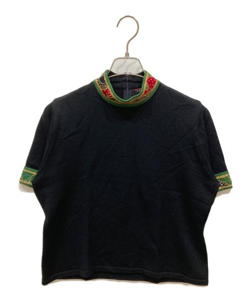 LEONARD（レオナール）LEONARD (レオナール) ビジュー半袖ニット ブラック サイズ:SIZE LLの古着・服飾アイテム