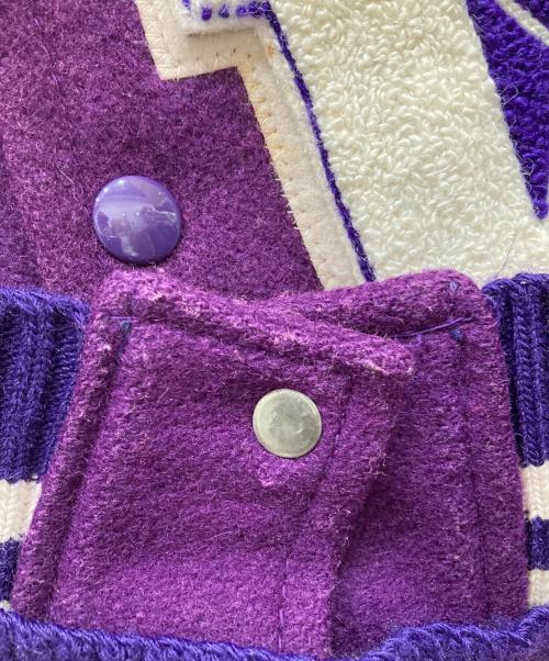 DeLong（デロング）DeLong (デロング) スタジャン パープル×ホワイト サイズ:SIZE 44の古着・服飾アイテム