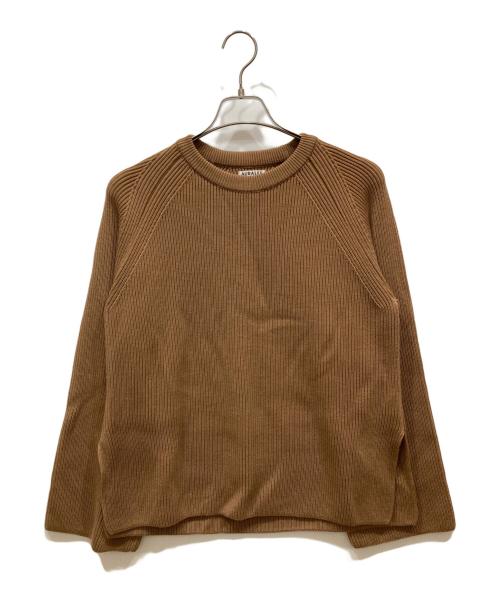 AURALEE（オーラリー）AURALEE (オーラリー) SUPER FINE WOOL RIB KNIT RAGLAN PULLOVER ブラウン サイズ:SIZE 1の古着・服飾アイテム