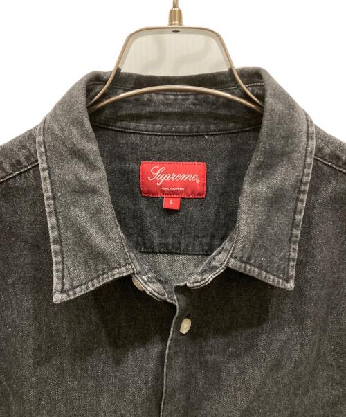 SUPREME（シュプリーム）Supreme (シュプリーム) 刺繍ブラックデニムシャツ ブラック サイズ:SIZE Lの古着・服飾アイテム