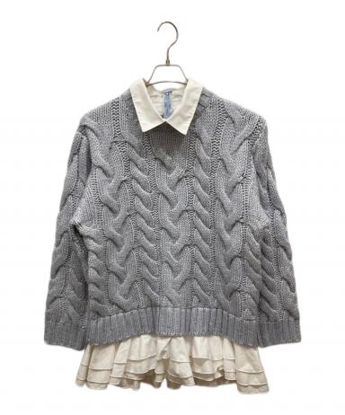 オルドット　olu. フリルレイヤードケーブルニットgray フリルレイヤードケーブルニット