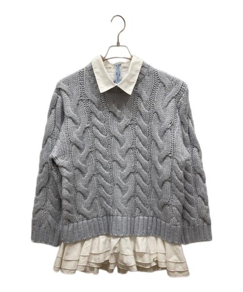 Olu.（オルドット）Olu. (オルドット) フリルレイヤードケーブルニット ブルー サイズ:SIZE 0の古着・服飾アイテム