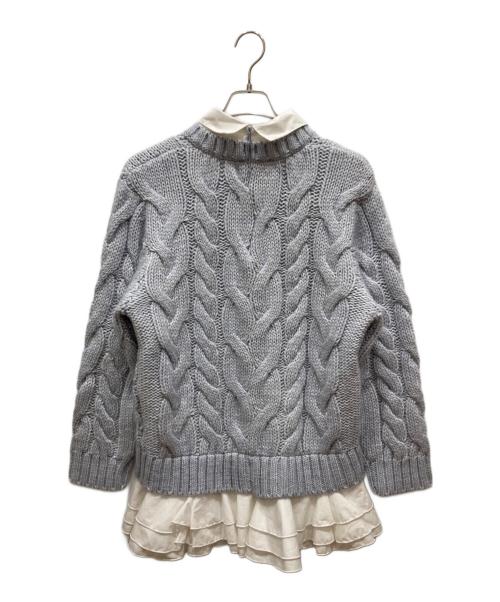 Olu.（オルドット）Olu. (オルドット) フリルレイヤードケーブルニット ブルー サイズ:SIZE 0の古着・服飾アイテム