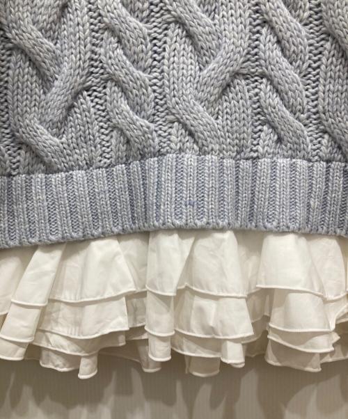 Olu.（オルドット）Olu. (オルドット) フリルレイヤードケーブルニット ブルー サイズ:SIZE 0の古着・服飾アイテム