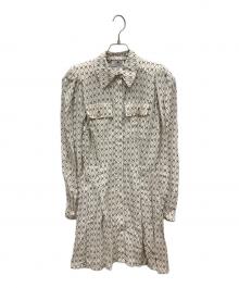 ELISABETTA FRANCHI（エリザベッタフランキ）の古着「総柄ミニシャツワンピース」｜アイボリー