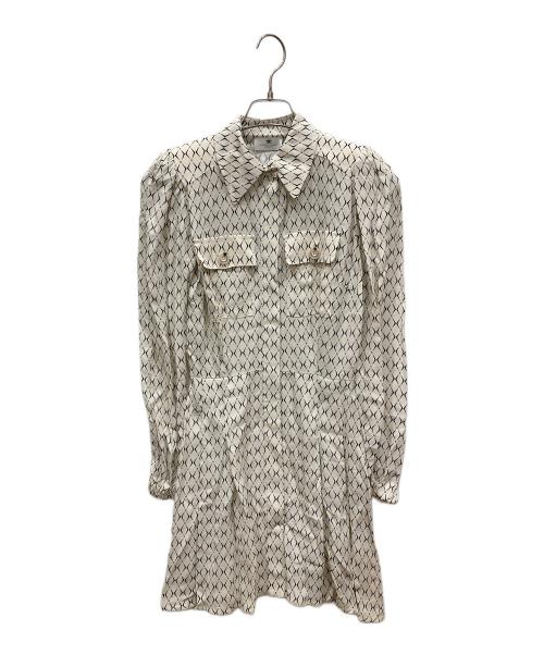 ELISABETTA FRANCHI（エリザベッタフランキ）ELISABETTA FRANCHI (エリザベッタフランキ) 総柄ミニシャツワンピース アイボリー サイズ:SIZE 38 未使用品の古着・服飾アイテム