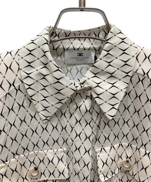 ELISABETTA FRANCHI（エリザベッタフランキ）ELISABETTA FRANCHI (エリザベッタフランキ) 総柄ミニシャツワンピース アイボリー サイズ:SIZE 38 未使用品の古着・服飾アイテム