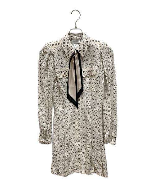 ELISABETTA FRANCHI（エリザベッタフランキ）ELISABETTA FRANCHI (エリザベッタフランキ) 総柄ミニシャツワンピース アイボリー サイズ:SIZE 38 未使用品の古着・服飾アイテム