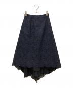 SHE TOKYOシートーキョー）の古着「レース刺繍フレアスカート」｜ネイビー×ブラック