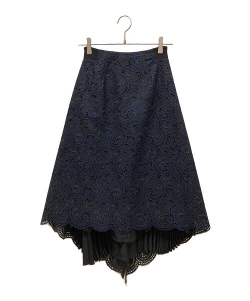 SHE TOKYO（シートーキョー）SHE Tokyo (シートーキョー) レース刺繍フレアスカート ネイビー×ブラック サイズ:SIZE 34の古着・服飾アイテム