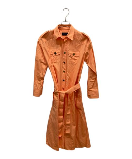 DSQUARED2（ディースクエアード）DSQUARED2 (ディースクエアード) ベルト付きシャツワンピース オレンジ サイズ:SIZE 36の古着・服飾アイテム