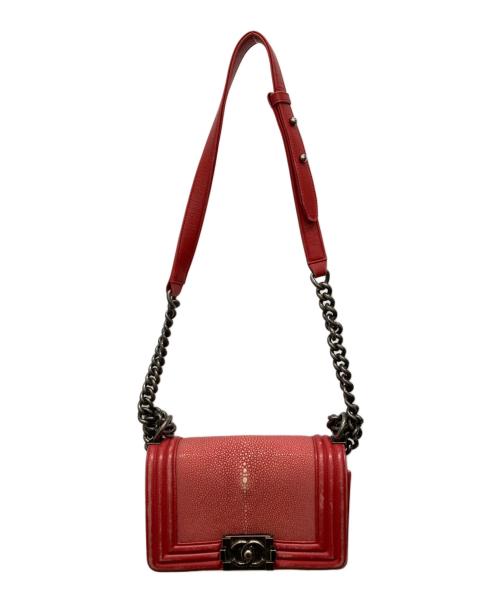 CHANEL（シャネル）CHANEL (シャネル) チェーンショルダーバッグ　ボーイシャネル レッドの古着・服飾アイテム