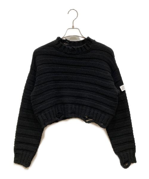 MM6 Maison Margiela（エムエムシックスメゾンマルジェラ）MM6 Maison Margiela (エムエムシックスメゾンマルジェラ) ダメージクロップドニット ブラック サイズ:SIZE XXSの古着・服飾アイテム