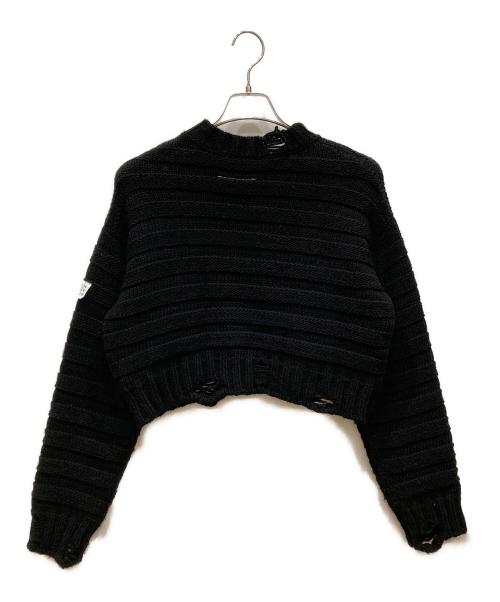 MM6 Maison Margiela（エムエムシックスメゾンマルジェラ）MM6 Maison Margiela (エムエムシックスメゾンマルジェラ) ダメージクロップドニット ブラック サイズ:SIZE XXSの古着・服飾アイテム