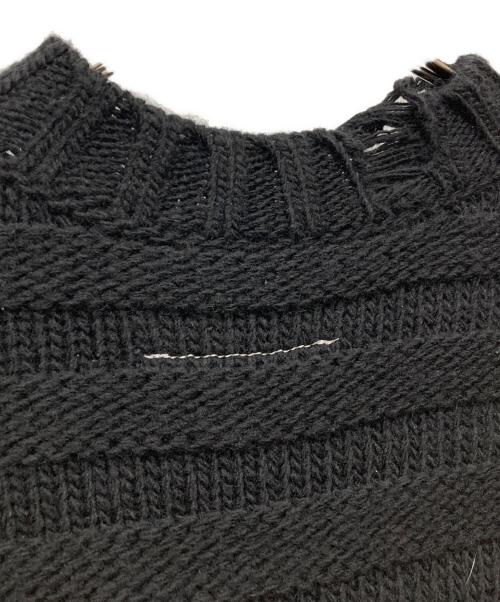 MM6 Maison Margiela（エムエムシックスメゾンマルジェラ）MM6 Maison Margiela (エムエムシックスメゾンマルジェラ) ダメージクロップドニット ブラック サイズ:SIZE XXSの古着・服飾アイテム
