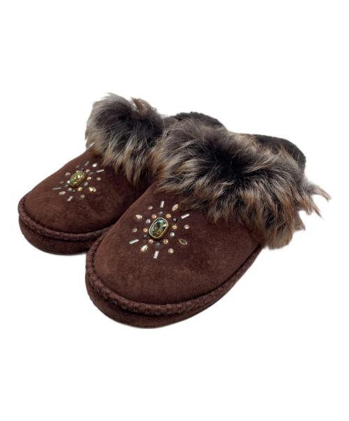 UGG（アグ）UGG (アグ) ストーンファーサボサンダル ブラウン サイズ:24cmの古着・服飾アイテム