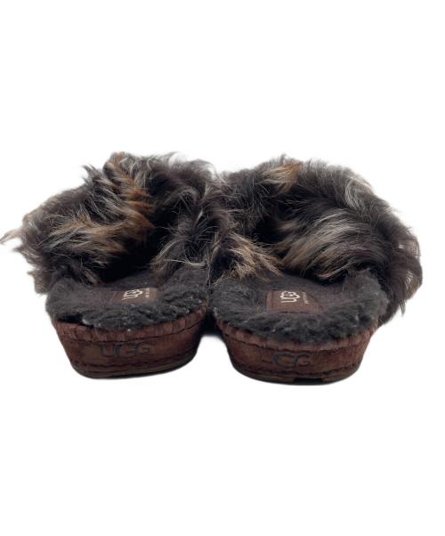 UGG（アグ）UGG (アグ) ストーンファーサボサンダル ブラウン サイズ:24cmの古着・服飾アイテム