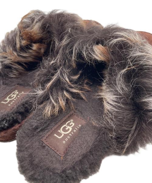UGG（アグ）UGG (アグ) ストーンファーサボサンダル ブラウン サイズ:24cmの古着・服飾アイテム